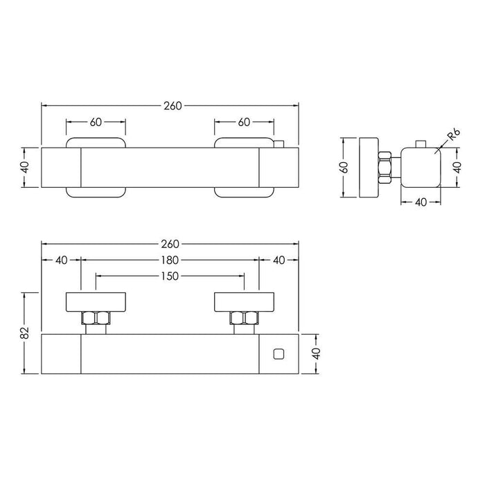 Nuie Windon Thermostatic Bar Valve - Unbeatable Bathrooms