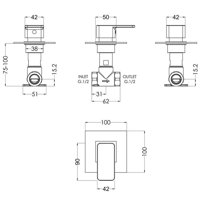 Nuie Windon Thermostatic Temperature Control Valve - Unbeatable Bathrooms