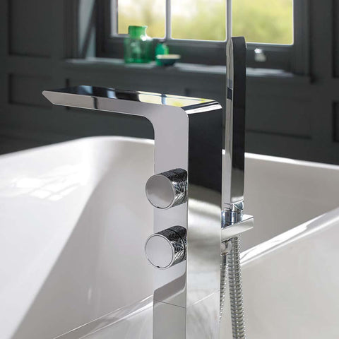 Vado Omika Floor Standing Bath Shower Mixer with Shower Kit - Unbeatable Bathrooms