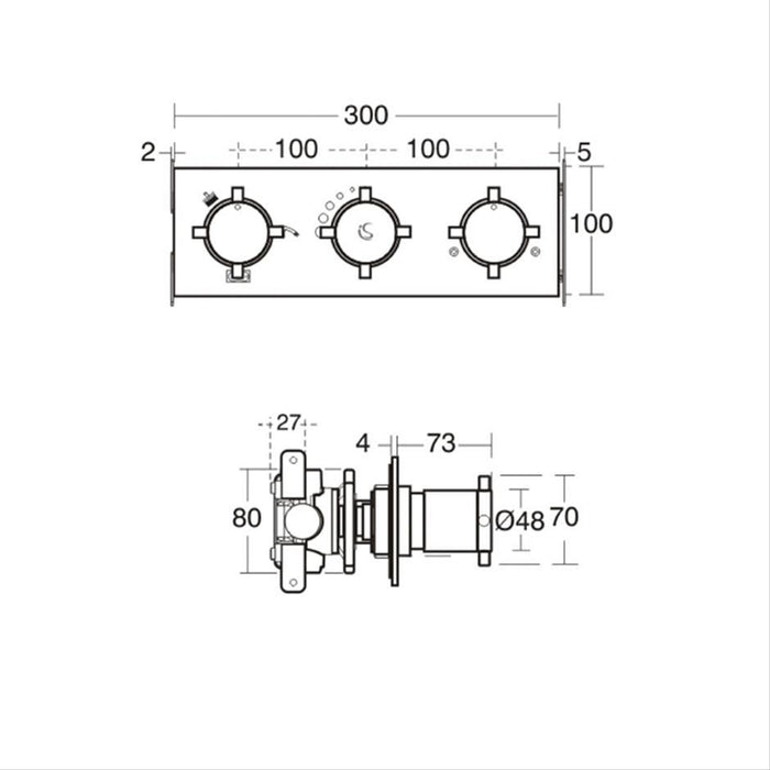 Ideal Standard Oposta Built-in thermostatic 3 control 3 outlet shower mixer - Unbeatable Bathrooms