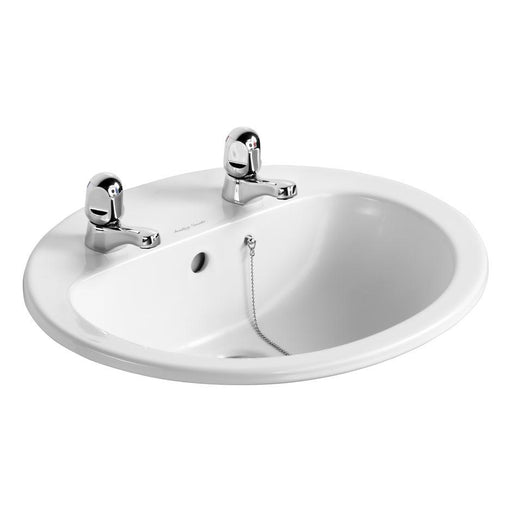 Armitage Shanks Orbit 21 55cm Countertop Basin White with Overflow and Chainhole - Two Tapholes - Unbeatable Bathrooms