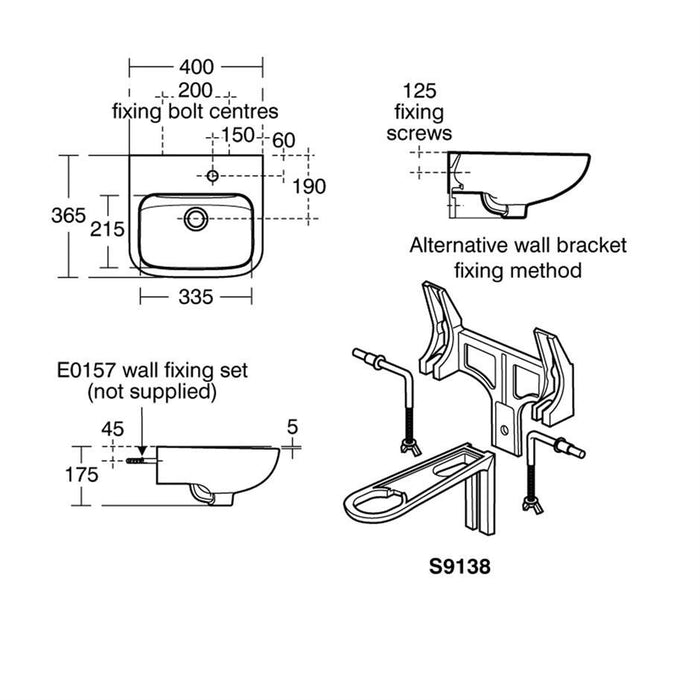Armitage Shanks Portman 21 40cm Washbasin, Single Right Hand Taphole, No Overflow, No Chainstay Hole - Unbeatable Bathrooms