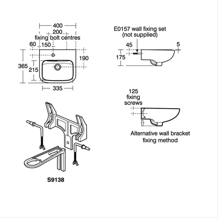 Armitage Shanks Portman 21 Washbasin 40cm, 2 Tapholes At 100mm Centres, No Overflow Or Chainstay Hole - Unbeatable Bathrooms