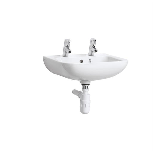 Armitage Shanks Portman 21 Washbasin 40Cm, 2 Tapholes At 100mm With Overflow and Chainstay Hole - Unbeatable Bathrooms
