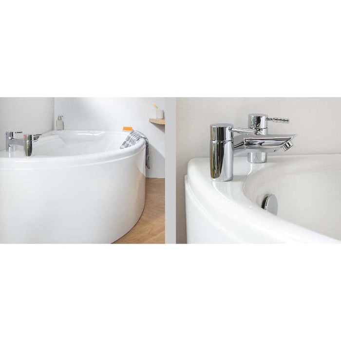 Carron Dove 1550mm x 950mm Carronite Corner Bath In White - Unbeatable Bathrooms