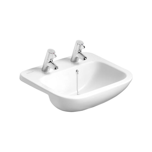 Armitage Shanks Profile 21 50cm Semi-Countertop Basin with Chainhole, No Overflow - Two Tapholes - Unbeatable Bathrooms