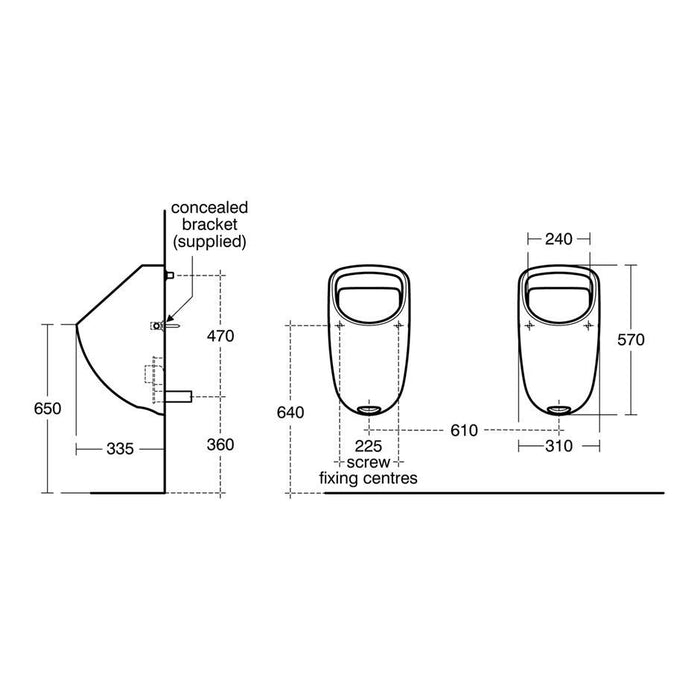 Armitage Shanks Profile 21 Rimmed Back Inlet Urinal Bowl - Unbeatable Bathrooms