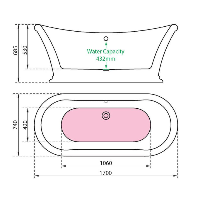 Charlotte Edwards Purley 1700 x 740mm Gloss White Freestanding Bath - Unbeatable Bathrooms