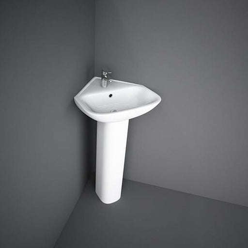 RAK Origin 45cm Corner Full Pedestal Basin - 1TH - Unbeatable Bathrooms