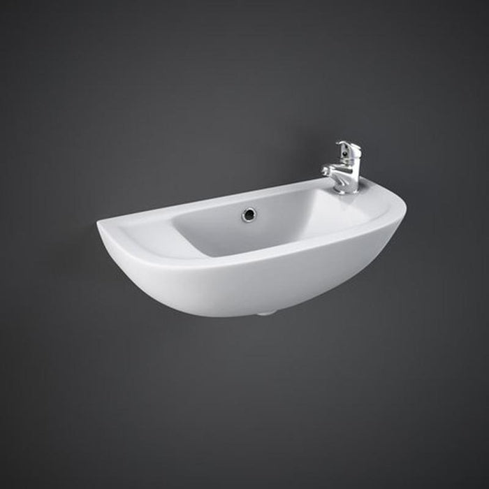 RAK Compact 450mm Slim-Line Wall Hung Cloakroom Basin - 1 & 2TH - Unbeatable Bathrooms