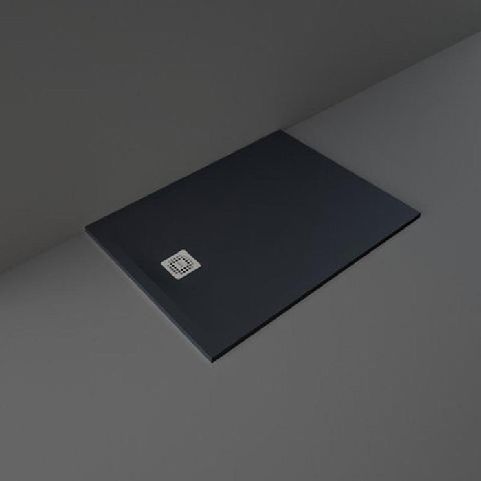 RAK Feeling Rectangular Shower Tray & Waste - Black - Unbeatable Bathrooms