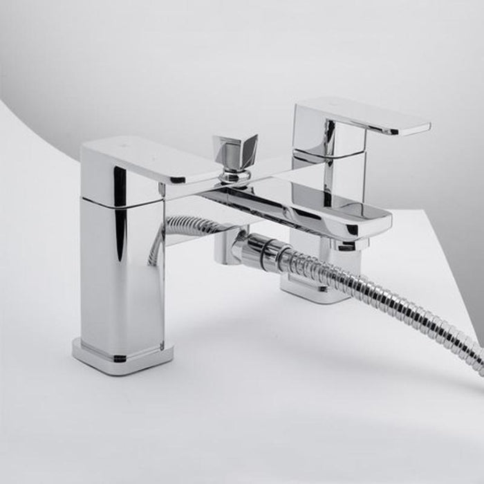Rak Square Bath Shower Mixer Tap Pillar Mounted - Chrome - Unbeatable Bathrooms