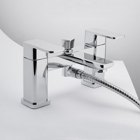 Rak Square Bath Shower Mixer Tap Pillar Mounted - Chrome - Unbeatable Bathrooms