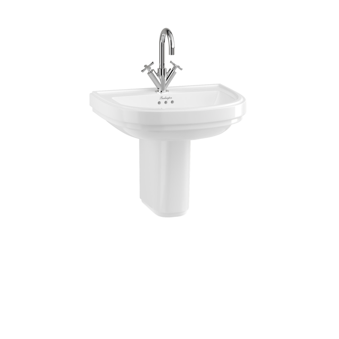 Burlington Riviera D-Shape 58/65cm Pedestal Basin - 0, 1, 2 & 3TH - Unbeatable Bathrooms