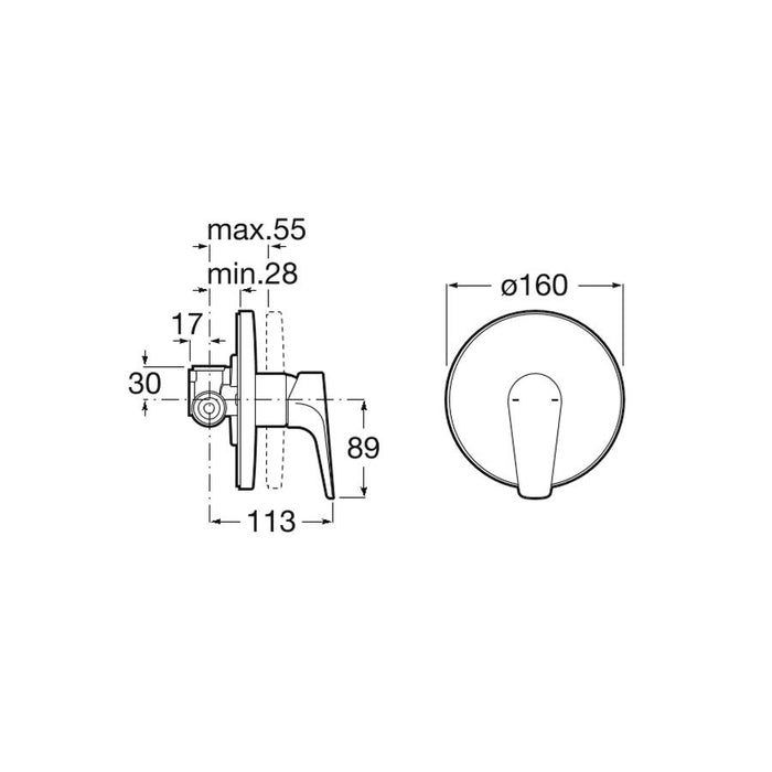Roca Atlas Chrome Built In Bath or Shower Mixer - Unbeatable Bathrooms