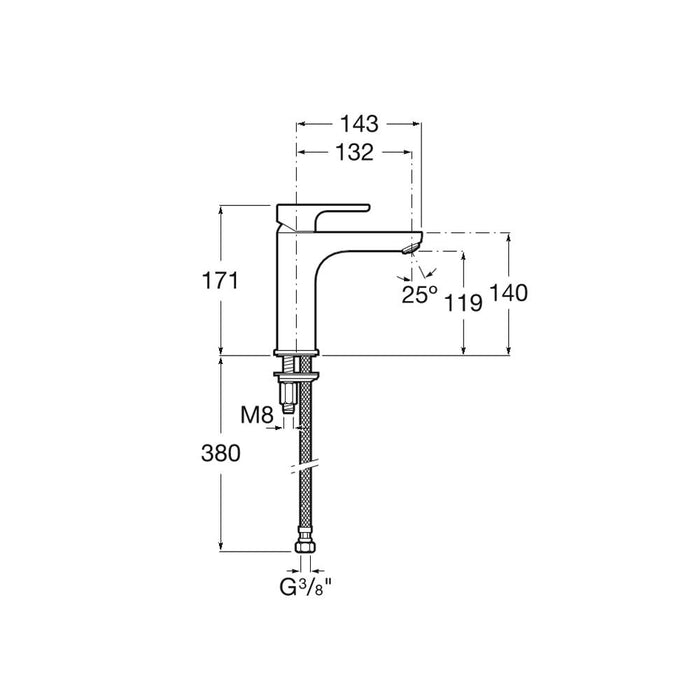 Roca L20 Medium Height Basin Mixer with Smooth Body - Unbeatable Bathrooms