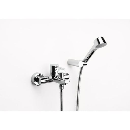 Roca Targa Wall-Mounted Bath-Shower Mixer with Handset, Hose and Bracket - Unbeatable Bathrooms