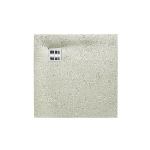 Roca Terran Square Frameless Resin Shower Tray - Cement - Unbeatable Bathrooms