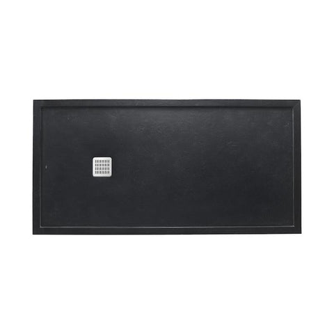 Roca Terran Rectangle Resin Shower Tray with Frame - Black - Unbeatable Bathrooms