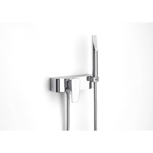 Roca Thesis Wall-Mounted Shower Mixer with Handset, Hose and Bracket - Unbeatable Bathrooms