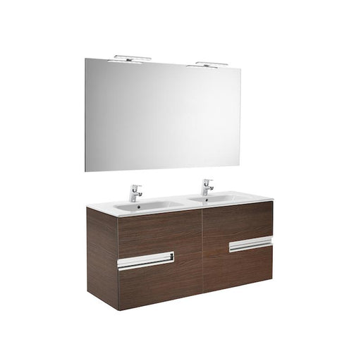 Roca Victoria-N 1200mm Double Vanity Unit - Wall Hung 4 Drawer Unit with Mirror & Light - Unbeatable Bathrooms