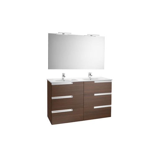 Roca Victoria-N 1200mm Double Vanity Unit - Wall Hung 6 Drawer Unit with Mirror & Light - Unbeatable Bathrooms