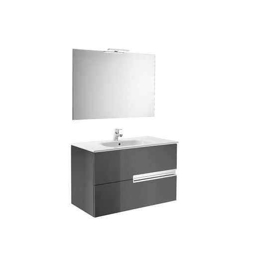 Roca Victoria-N Vanity Unit - Wall Hung 2 Drawer Unit with Mirror & Light (Various) - Unbeatable Bathrooms