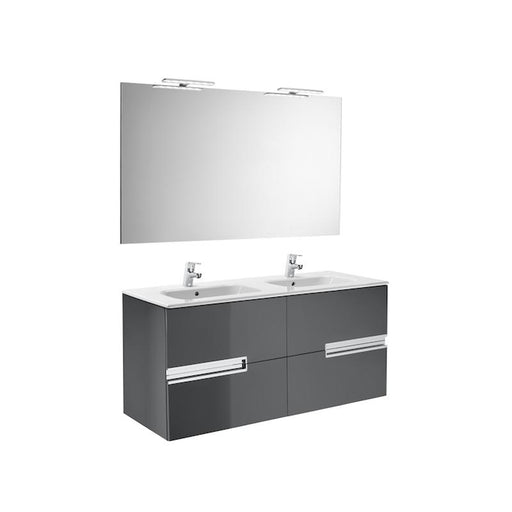 Roca Victoria-N 1200mm Double Vanity Unit - Wall Hung 4 Drawer Unit with Mirror & Light - Unbeatable Bathrooms