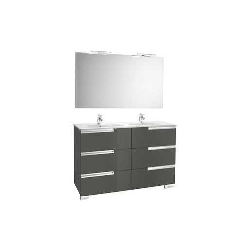 Roca Victoria-N 1200mm Double Vanity Unit - Wall Hung 6 Drawer Unit with Mirror & Light - Unbeatable Bathrooms