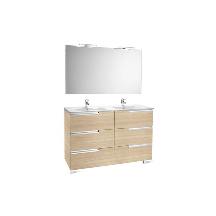 Roca Victoria-N 1200mm Double Vanity Unit - Wall Hung 6 Drawer Unit with Mirror & Light - Unbeatable Bathrooms