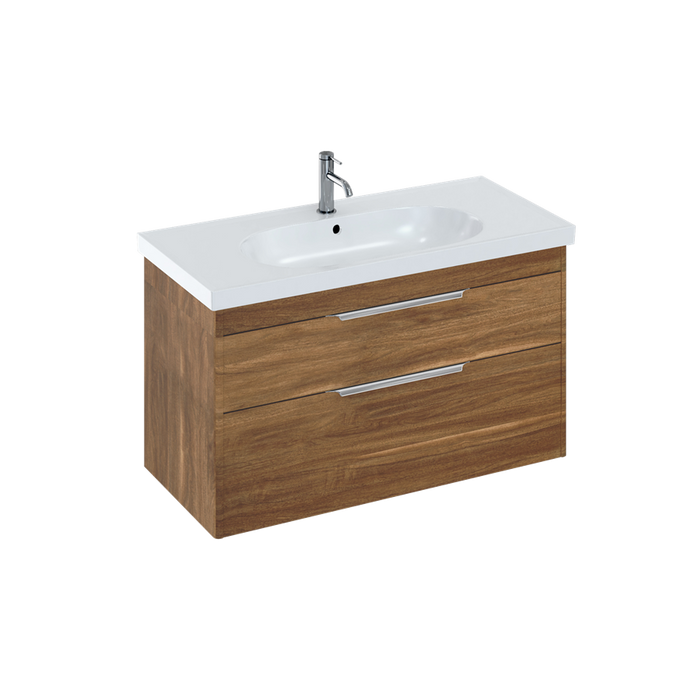 Britton Shoreditch 1000mm Vanity Unit - Wall Hung 2 Drawer Unit with Round Basin - Unbeatable Bathrooms
