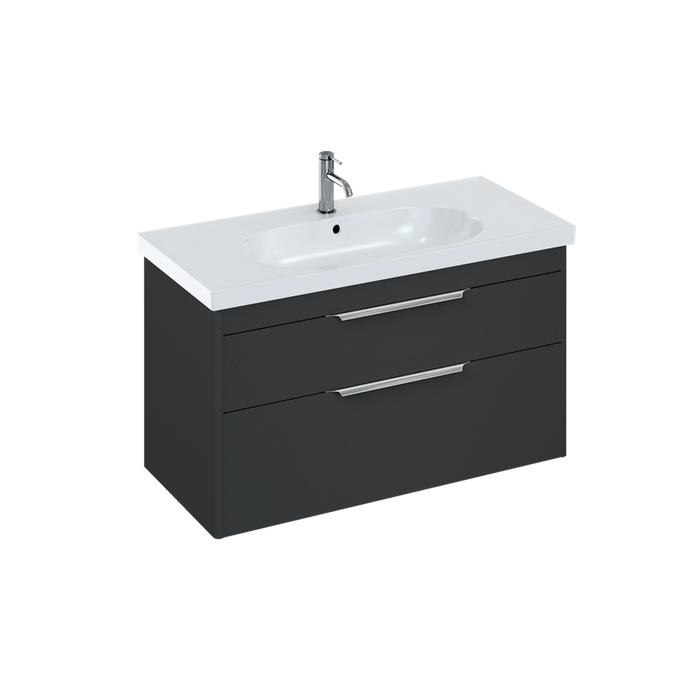 Britton Shoreditch 1000mm Vanity Unit - Wall Hung 2 Drawer Unit with Round Basin - Unbeatable Bathrooms