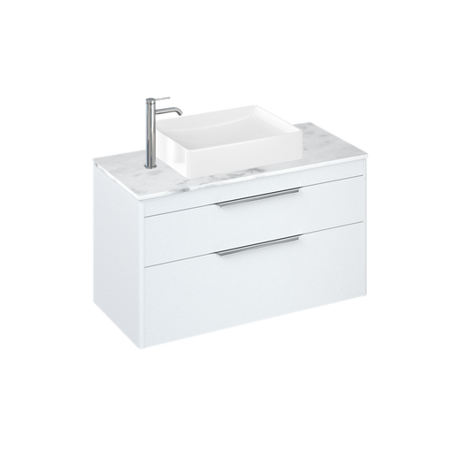 Britton Shoreditch 1000mm Vanity Unit - Wall Hung 2 Drawer Unit with Carrara White Worktop & Quad Countertop Basin - Unbeatable Bathrooms