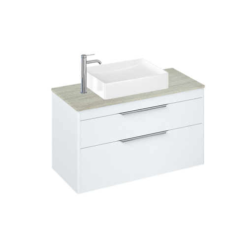 Britton Shoreditch 1000mm Vanity Unit - Wall Hung 2 Drawer Unit with Concrete Haze Worktop & Quad Countertop Basin - Unbeatable Bathrooms