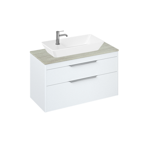 Britton Shoreditch 1000mm Vanity Unit - Wall Hung 2 Drawer Unit with Concrete Haze Worktop & Yacht Countertop Basin - Unbeatable Bathrooms