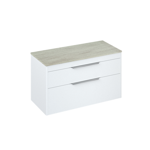 Britton Shoreditch 1000mm Wall Hung Double Drawer Unit with Concrete Haze Worktop - Unbeatable Bathrooms