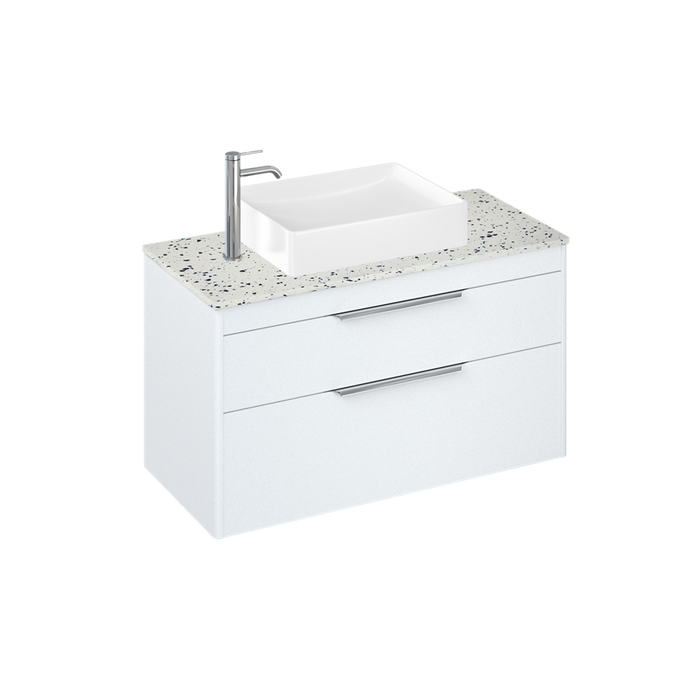 Britton Shoreditch 1000mm Vanity Unit - Wall Hung 2 Drawer Unit with Ice Blue Worktop & Quad Countertop Basin - Unbeatable Bathrooms