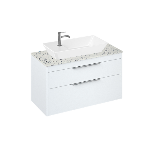 Britton Shoreditch 1000mm Vanity Unit - Wall Hung 2 Drawer Unit with Ice Blue Worktop & Yacht Countertop Basin - Unbeatable Bathrooms