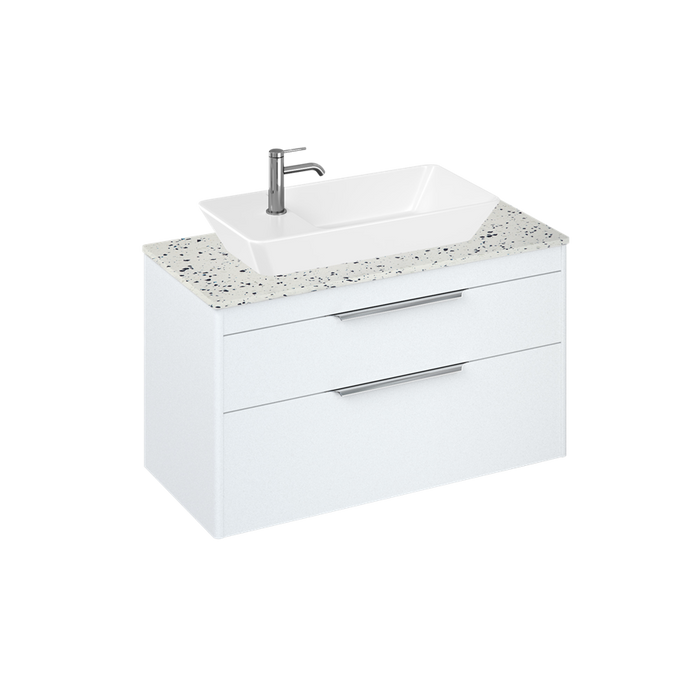 Britton Shoreditch 1000mm Vanity Unit - Wall Hung 2 Drawer Unit with Ice Blue Worktop & Yacht Countertop Basin - Unbeatable Bathrooms