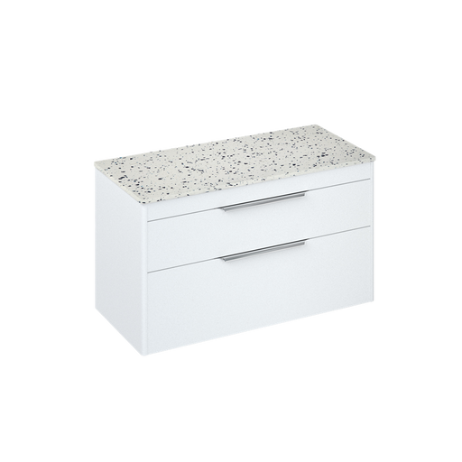 Britton Shoreditch 1000mm Wall Hung Double Drawer Unit with Ice Blue Worktop - Unbeatable Bathrooms