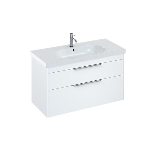 Britton Shoreditch 1000mm Vanity Unit - Wall Hung 2 Drawer Unit with Round Basin - Unbeatable Bathrooms