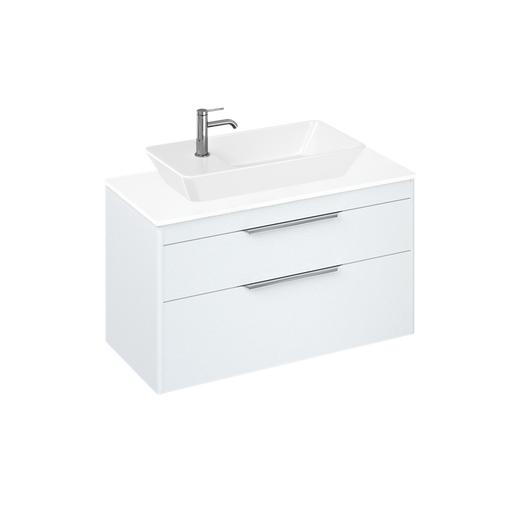 Britton Shoreditch 1000mm Vanity Unit - Wall Hung 2 Drawer Unit with White Worktop & Yacht Countertop Basin - Unbeatable Bathrooms