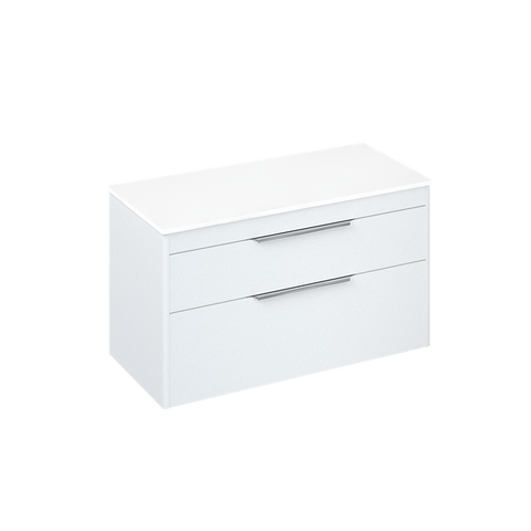 Britton Shoreditch 1000mm Wall Hung Double Drawer Unit with White Worktop - Unbeatable Bathrooms