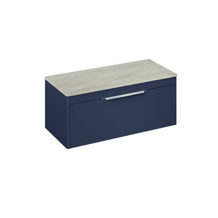 Britton Shoreditch 1000mm Wall Hung Single Drawer Unit with Concrete Haze Worktop - Unbeatable Bathrooms