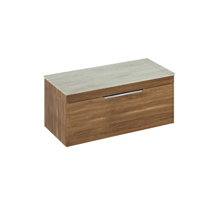 Britton Shoreditch 1000mm Wall Hung Single Drawer Unit with Concrete Haze Worktop - Unbeatable Bathrooms