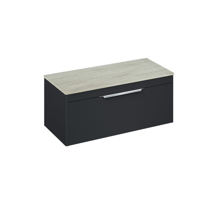 Britton Shoreditch 1000mm Wall Hung Single Drawer Unit with Concrete Haze Worktop - Unbeatable Bathrooms