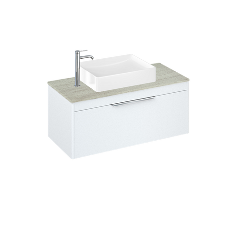 Britton Shoreditch 1000mm Vanity Unit - Wall Hung 1 Drawer Unit with Concrete Haze Worktop & Quad Countertop Basin - Unbeatable Bathrooms