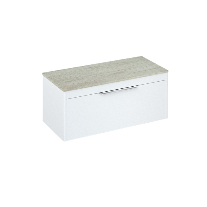 Britton Shoreditch 1000mm Wall Hung Single Drawer Unit with Concrete Haze Worktop - Unbeatable Bathrooms