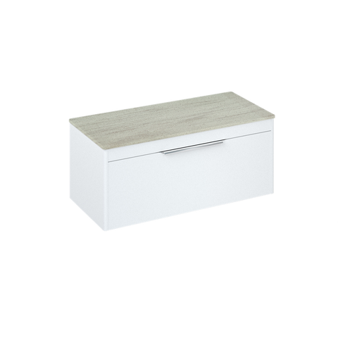 Britton Shoreditch 1000mm Wall Hung Single Drawer Unit with Concrete Haze Worktop - Unbeatable Bathrooms