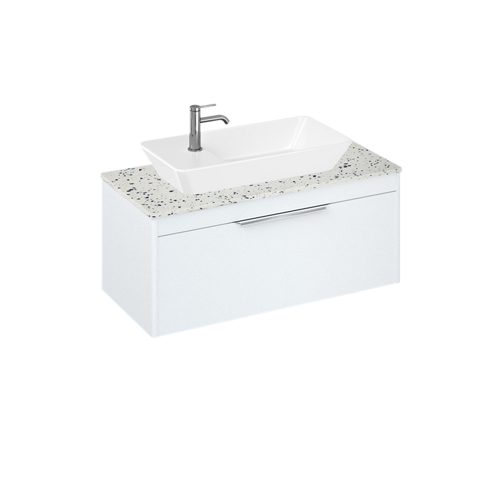Britton Shoreditch 1000mm Vanity Unit - Wall Hung 1 Drawer Unit with Ice Blue Worktop & Yacht Countertop Basin - Unbeatable Bathrooms